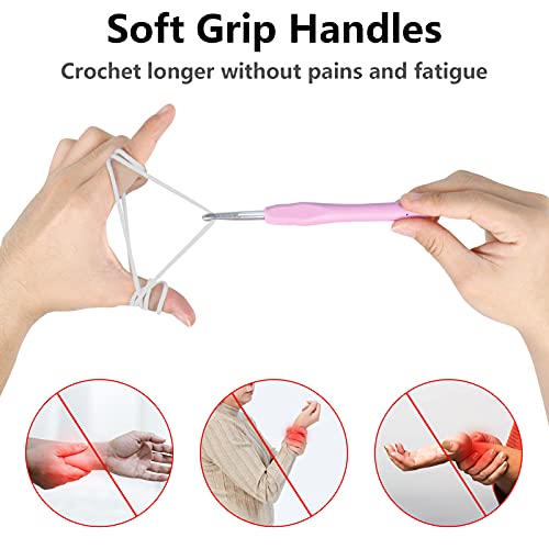 image for ITNRTFANL Crochet Kit, 11 Pcs 2.0mm-7.0mm Furls Crochet Hook with Ergo
