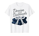 Denim and Diamonds Bow Glam Cowgirl Western for Ladies T-Shirt
