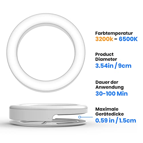 Nalezuns Ringlicht, Handy Ringleuchte, Mit DREI Farbmodi,USB-Laden, 40 LEDs Selfie Licht Geeignet für Handys,Tablets,Laptops,Zoom-Meetings,Make-up,Vlogging, Videokonferenzen,Phone