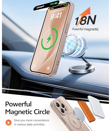 Image of FNTCASE for iPhone 14 Pro Max Case: [Compatible with Magsafe] Translucent Matte Cases with [Full Camera Protection] [Screen Protector] Military Grade Shockproof Protective Phone Cover - Desert Gold