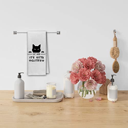 Dibor It’s Not Cat Hair It’s Kitty Glitter Kitchen Towels Dish Towels Dishcloth,Funny Peeking Cat Decorative Absorbent Drying Cloth Hand Towels Tea Towels For Bathroom Kitchen,Cat Lovers Gifts #TOP3