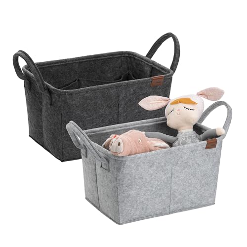 Cesta de fieltro con 8 bolsillos kela FAY contenedor gris de 35 cm para guardar revistas y juguetes 3