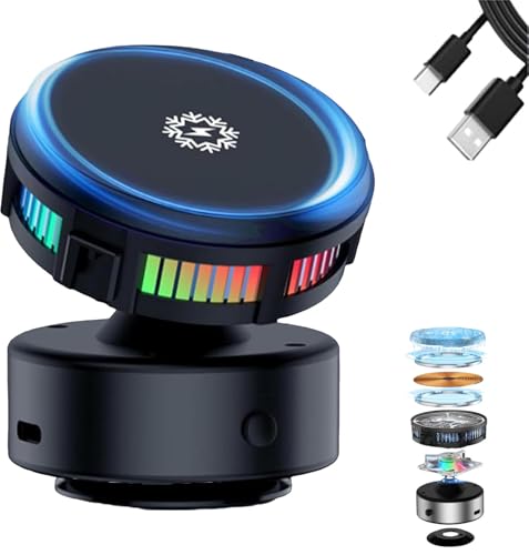 Techgoplus Phone Holder 3-in-1 Magnetic Car Mount con 360° Electric Vacuum Suction Strong Auto Cooling Universal All Phones per Car & Desk Use Black