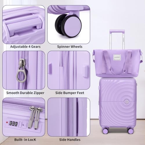 Image of LARVENDER Luggage Sets 5 Piece Set Suitcase Hardshell Expandable Carry On