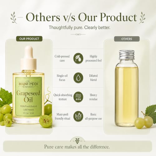 Image of TMPE Cold Pressed Grapeseed Oil for Hair & Skin - Lightweight Grape Seed Oil for Oily Scalp, Acne-Prone Skin & Body Massage - 30ml