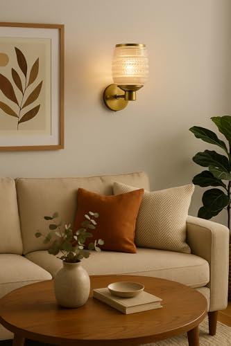 Image of BENE Fern Wooden Indoor Modern Wall Light, E-27 Base Wall Lamp for Home Decor - Living Room, Bedroom, Dining, Hallway, Staircase, 13 cm (Wood, Pack of 1)