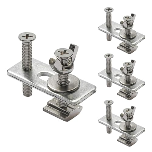 Abrazadera de sujeción – Paquete de 4 abrazaderas portátiles para carril | 4 abrazaderas de riel en T | Abrazadera para taladro de aleación de aluminio y zinc | Accesorios para rieles en T