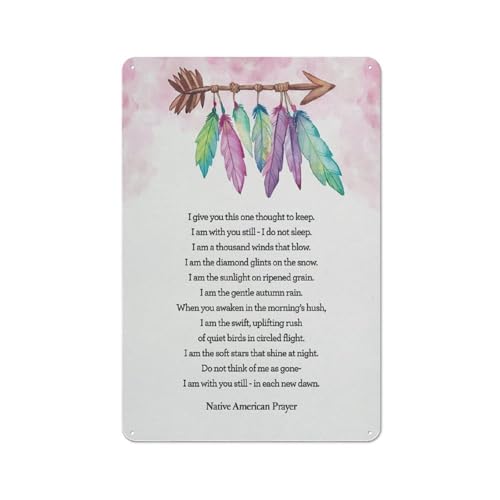 Letrero rústico de metal: «Te doy este pensamiento para que lo guardes». Impresión en acuarela de flechas y plumas. Decoración para el hogar. «Sigo, no duermo». Póster de 8x12 pulgadas.