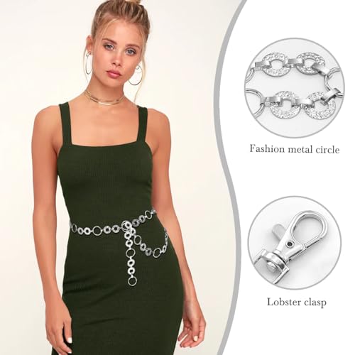 Women's Hollow Circle Chain Belt Metal Disc Waist Chain for Dresses Jeans2