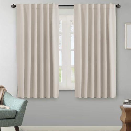 Image of H.VERSAILTEX Blackout Curtains Thermal Insulated Window Treatment Panels Room Darkening Blackout Drapes for Living Room Back Tab /Rod Pocket Bedroom Draperies (2 Panels, Natural, 52 x 63 Inch)