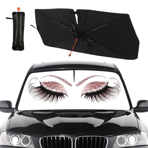 Socira Gorgeous Eyelash Car Windshield Sun Shade Umbrella Foldable Sunshade for Front Window Auto Windshield Sunshade Protect from Sun Rays Heat 57'' X 30'' Fits Most Cars Trucks & Suvs