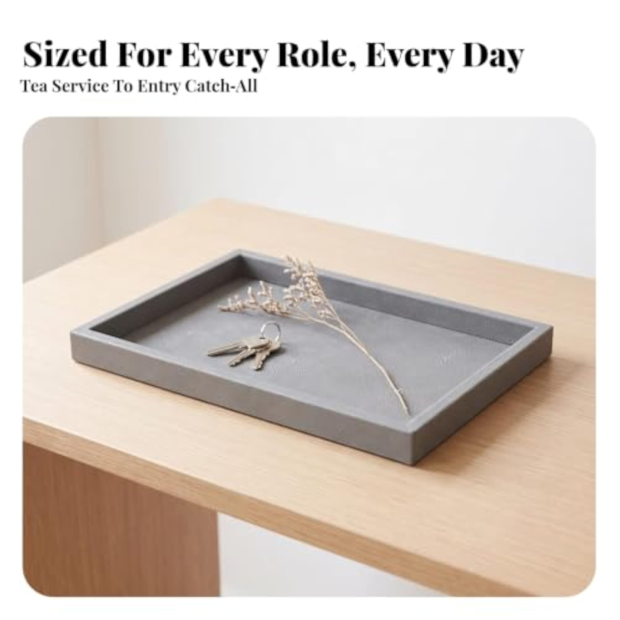 Versatile Wooden Tray with Raised Edges, Decorative Rectangular Tray