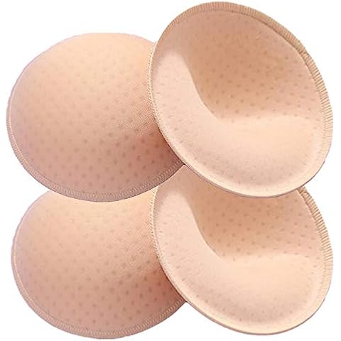 ONDY Bra Insert Pads 2 Pairs, Round Breast Enhancers,Invisible Bra Push Up Pad for Yoga Sports Bra (C/D) Beige Cover