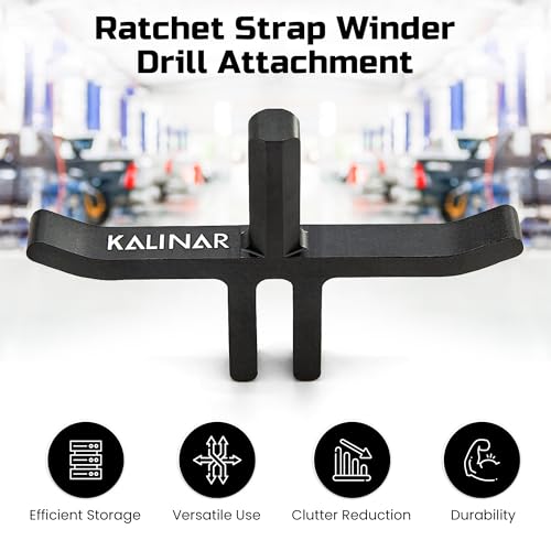 Kalinar Spanngurtwickler Bohraufsatz - Ratschenbandrolle - Bohrer-Bitbandwickler - schnell und einfach Rollen Sie Gurte für kompakte Lagerung und einfache Zugänglichkeit
