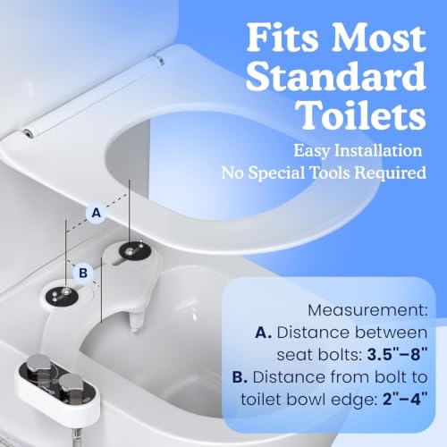 Image of CLEAR REAR Bidet Attachment for Toilet Seat - Non-Electric with Self Cleaning Dual Nozzles, Leak Proof Connectors, Adjustable Water Spray, Rear & Feminine Wash - Hygienic Bathroom Upgrades
