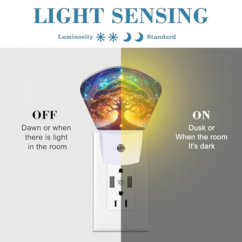 Image of Fantasy Tree of Life Night Light Tree in Milky Way Nightlight Plug into Wall with Dusk to Dawn Sensor for Kid Girls Boys Women Men Room, Hallway, Kitchen, Bathroom, Stairs Decor