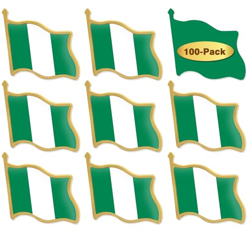 Image of 12 /24 /50 /100Pcs Nigeria Flag Lapel Pins Bulk - Metal Nigerian National Lapel Pin