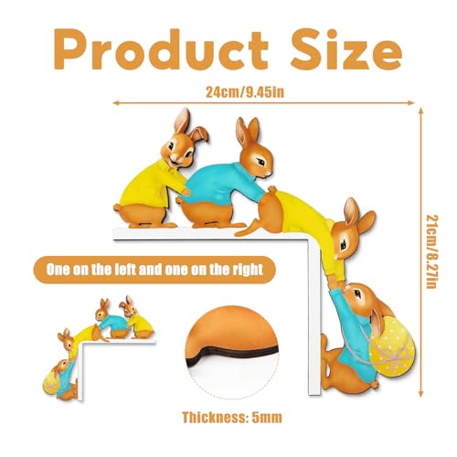 Ylinwtech 2 Stück Holz osterhasen türrahmen deko,Ostern türeckendekoration,Ostern tür eckaufkleber,Geeignet für Türen,Fenster,Kamine,Kühlschränke usw