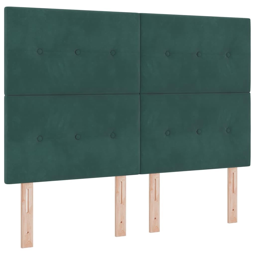 Łóżko kontynentalne z materacem, ciemnozielone 140 x 190 cm, obicie materiałowe, regulowany zagłówek, stabilna rama drewniana, rdzeń sprężynowy, dla dwóch osób