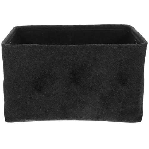 Alipis Toy Storage Basket - Felt Organizer Box with Metal -Shaped Handles for Pet Supplies, Toys, Blankets, and More - Dark Grey, 15.35 X 11.02 X 8.66 Inches