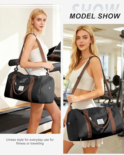 Image of Gym Bag Womens Mens with Shoes Compartment and Wet Pocket Travel Duffel Bag for Women for Plane Sport Gym Tote Bags with Toiletry Bag Waterproof Weekend Overnight Carry on Bag Hospital Holdalls