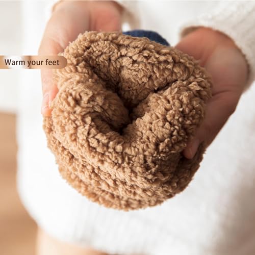 Greenery-GRE Mens Thermal Fleece Lined Slipper Socks with Non Slip Soles Winter Warmth Thick Knit Floor Socks Cozy Wool Indoor Home Boots3