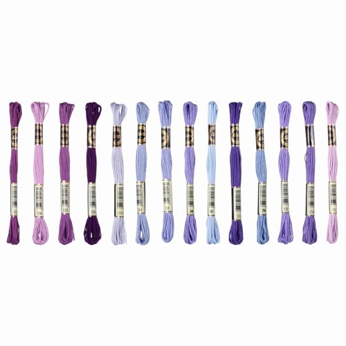 Image of PATIKIL 14 Skeins Embroidery Floss Polyester Embroidery Threads Bracelets String for Cross-Stitch Hand Embroidery, Blue-Purple Gradient