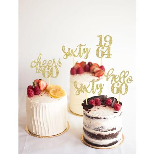 Moitkptt CQ-060 24 Pcs Glitter 60Th Birthday Cupcake Toppers For Celebrating Sixty Years Old Birthday Party Decorations thumb #3