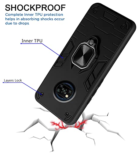 Image of Pikkme Poco X3 / X3 Pro Back Cover | Tough Armor Bumper | 360 Protection Case | Ring Holder Stand Case for Poco X3 / X3 Pro (Black)
