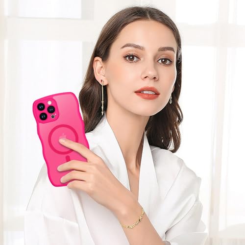 Coque iPhone 13 Pro ondulée compatible Magsafe antichoc rose - 4