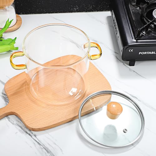 Casserole en verre Tofficu couvercle bois pour ragoûts 2,3L