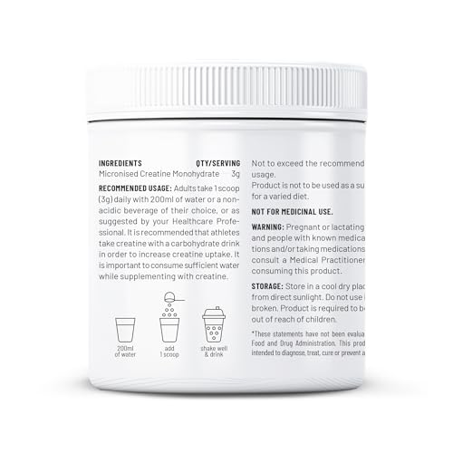 Image of Unived Micronised Creatine Monohydrate Powder - 250g (83 Servings) | 100% Pure, Unflavoured | Supports Strength, Power & Muscle Recovery