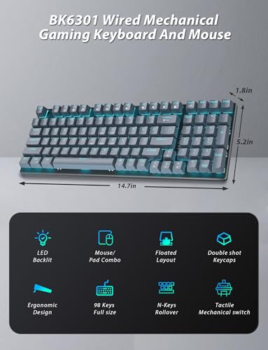 Teclado Mecánico Gamer KB-6301 Con Mouse y Cable USB-C miniatura 2