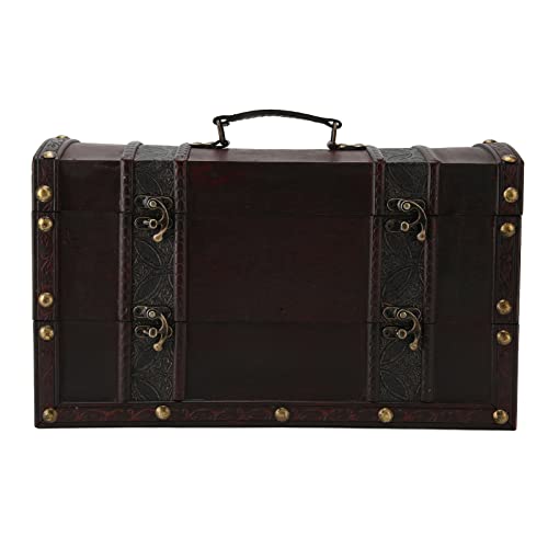 ChengyuWei Caja para botellas de vino estilo equipaje vintage, caja de madera para regalo de vino con tapa y asa, diseño floral bordado que contiene 2 botellas para cumpleaños, bodas y inaugu
