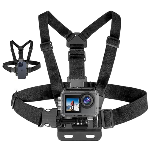 Ruycllo Mini Support de Poitrine pour Smartphone, Harnais Chesty, Ceinture pour Caméra d’Action Compatible avec GoPro, DJI Osmo, SJCAM, iPhone, Samsung...
