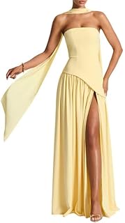 Strapless Bridesmaid Dresses Long with Scarf 2025 Satin Pleated Prom Dress VS190