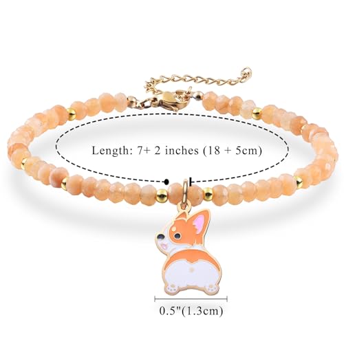 Melix Home Corgi Natural Stone Bracelets For Corgi Lovers Cute Gifts for Friends Women Sister Friendship Gift2