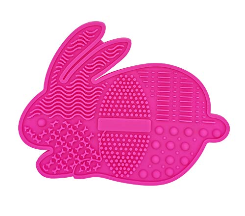 WAVALP Makeup Brush Cleaner Mat, Makeup Brush Cleaning Pad, Cosmetics Brush Cleaner, Portable Silicone Beauty Blender Washing Tool Scrubber Suction Cup (Pink 1 Piece)