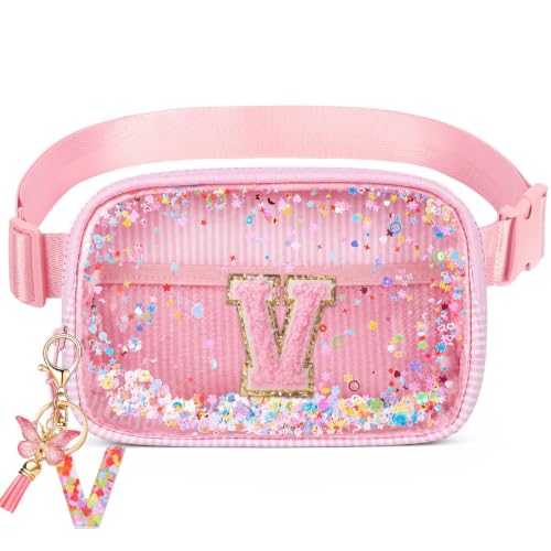 Image of Initial Fanny Pack for Girls - Belt Bag for Teens Kid Teen Girl Kid Birthday Gift Pink V