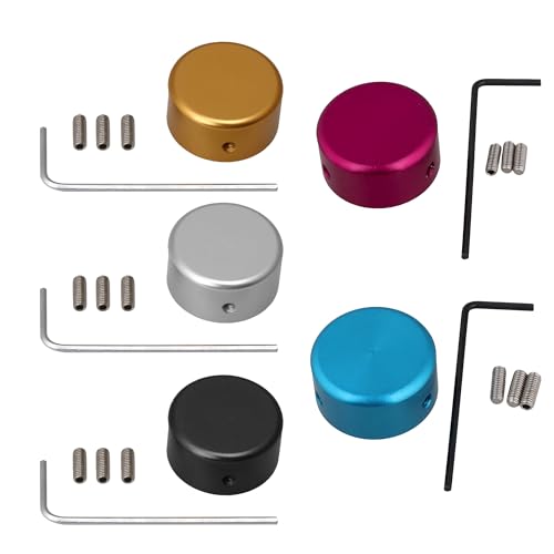 Yibuy 5 Pieces Al Guitar Effect Pedal Footswitch Caps 5 Colors Tool w/Screw 0.9 x 0.4 Inch