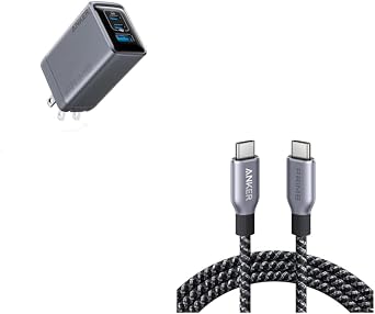 Anker Prime Charger, 100W 3-Port GaN USB C Charger Block&Anker Prime USB C Cable, 240W Fast Charging Cord