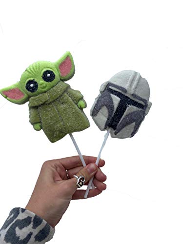Star Wars Jumbo Marshmallow Lollipops, The Child and Mandalorian Candy Gift Set or Party Favors, 2.47 Ounces, Set of 2