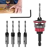 皿取り錐ドリルビット 4本セット 下穴・皿取錐 ドリルビット 六角軸 レンチ付き 木工用 高速度工具鋼 高精度 高硬度 面取りカッター DIY工具 皿取錐ドリル 木材皿穴ネジ