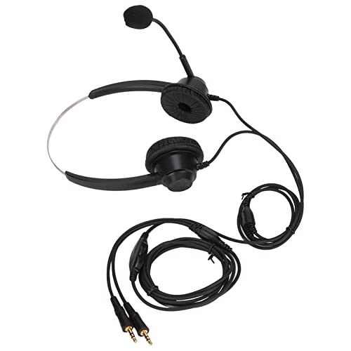 Auriculares de teléfono con enchufe doble de 3.5 mm cable PC negro 5