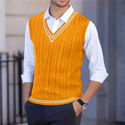 Men's Sweater Vest V Neck Regular Knit Sleeveless Pullover Sweater for Fall Winter Classic Casual Knitwear3