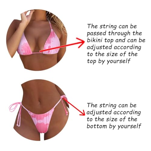 Image of MOSHENGQI Women Sexy Brazilian Bikini 2 Piece Spaghetti Strap Top Thong Swimsuit Bathing Suit