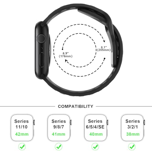 Anlinser Bands Compatible with Apple Watch Band for Women Men 42mm 41mm 40mm 38mm, Soft Sport Loop Waterproof Strap for iWatch Series 11/10/9/8/7/6/5/4-1 SE, Black-Gray - image 5