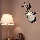 Deer Head Wall Mount Jackalope Taxidermy 3D Rabbit Animal Head Sculpture Figurine for Holiday Living