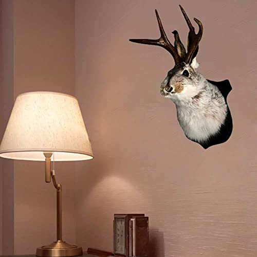 Deer Head Wall Mount Jackalope Taxidermy 3D Rabbit Animal Head Sculpture Figurine For Holiday Living Room Bedroom Home Decoration #TOP20