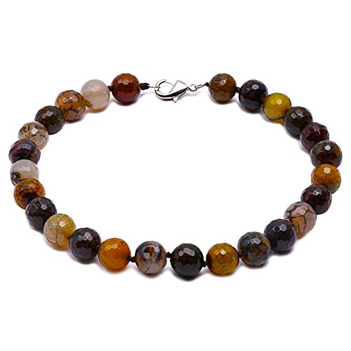 Collier d'agate en pierres précieuses multicolores de 16.5mm, le cadeau idéal pour femme